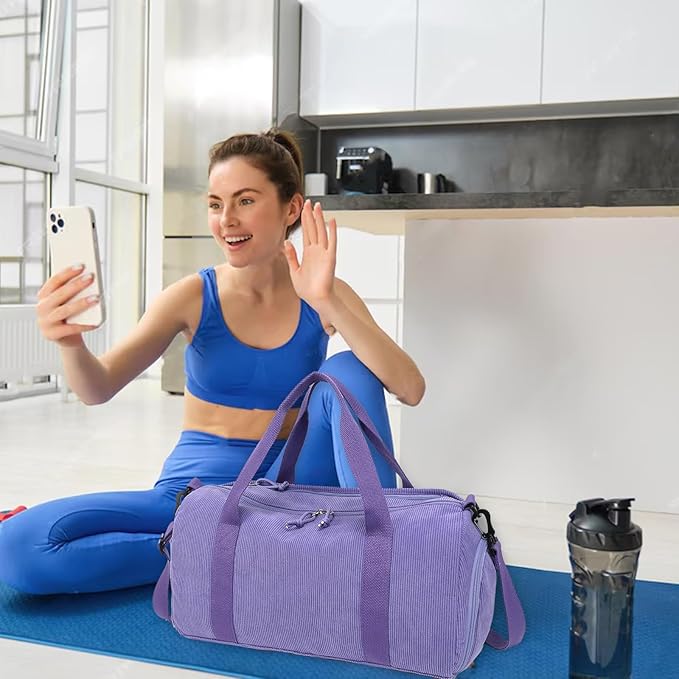 Duffle Bag for Gym Sports Women Girls Workout Travel Bag Weekender with Shoe Compartment and Wet Pocket