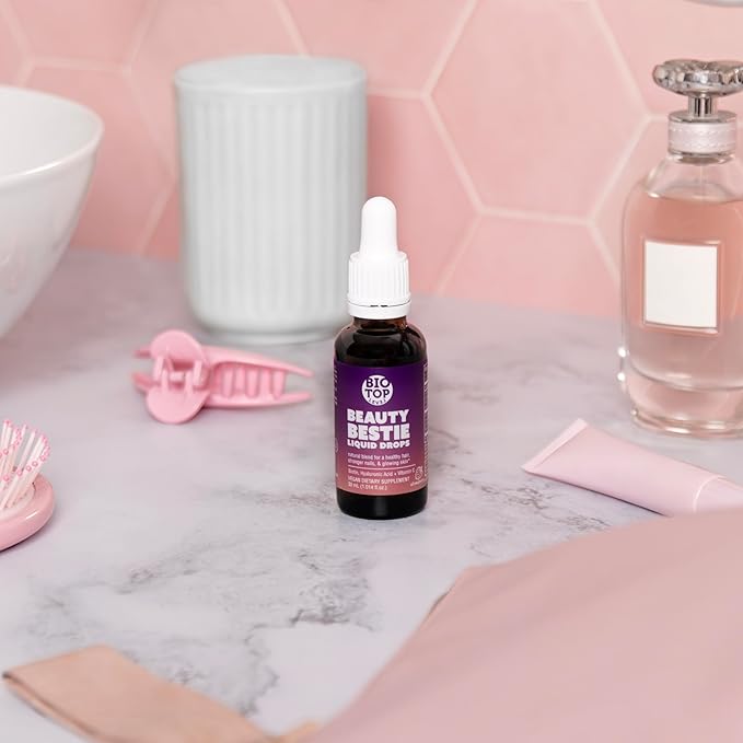 Beauty Bestie Vegan Liquid Drops, Biotin, Vitamin C, Hyaluronic Acid, Multi-Benefit Vitamins Blend to Support Healthy Hair, Skin & Nails Growth, Sugar Free 1 fl oz.