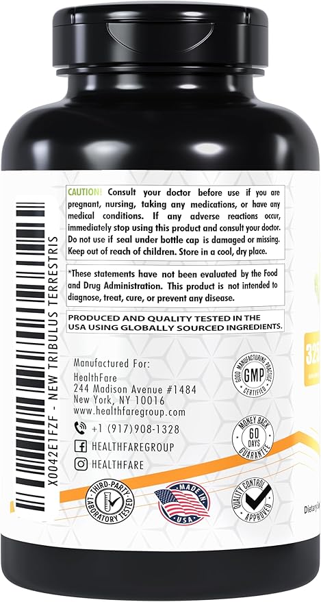 Tribulus Terrestris Extract 32,500mg | 200 Veg Capsules | Maximum Strength | Non-GMO | Gluten-Free