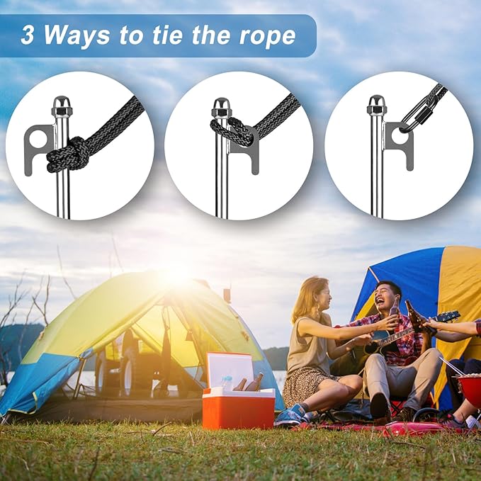 12 Inch Ground Anchors, 8 Pcs Heavy Duty Tent Stakes, Easy to Install and Reusable, for Camping Tents, Trampolines, Sheds, Swing Sets, Securing Animals