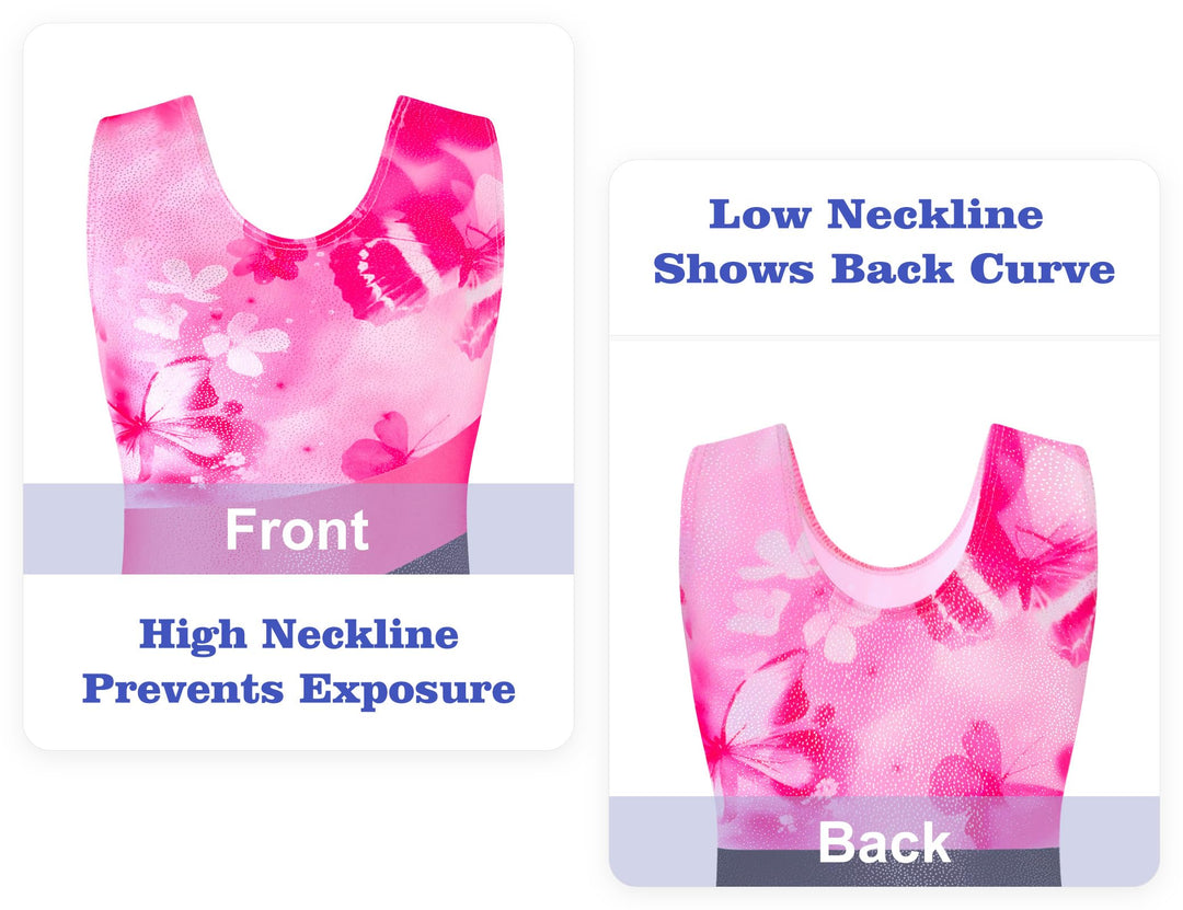 Domusgo Leotard for Girls Gymnastics Size 5-6 Years Old Black Pink Flower Tumbling Biketard