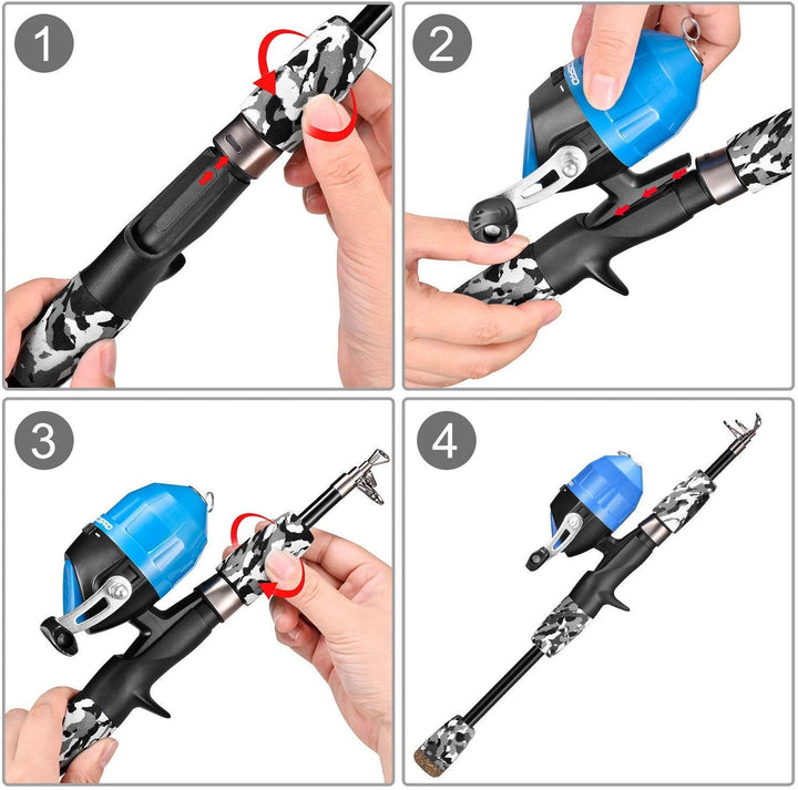 ODDSPRO Toddler Fishing Pole, Collapsible Fishing Pole and Reel Combo - Telescopic Fishing Pole for Boys Girls