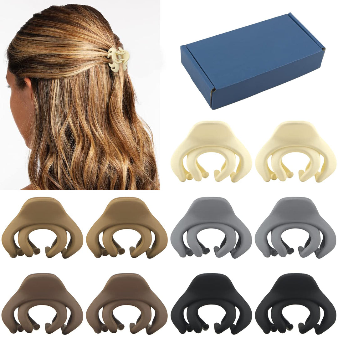 Matte Octopus And Spider Mini Hair Clips Set - Tiny 1.5 Inch Nonslip Claw Clips For Thin To Thick Hair, Perfect For Women, Girls