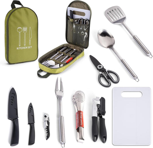 10Pcs Camping Cooking Utensils Set Camping Kitchen Utensil Organizer Travel Set Camping Utensils Kit the Ideal Choice for Camping Cooking Backpacking Outdoor