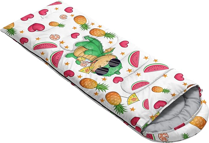 AILONEN Cartoon Fox Camping Sleeping Bag for Boys Girls Adults,Lightweight & Waterproof,3 Season Warm & Cold Weather,Portable,Kawaii Fox Printed Sleeping Bag,Traveling,Camping,Hiking