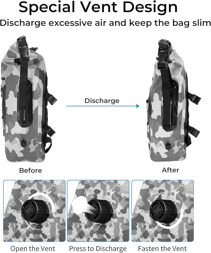 Waterproof Backpack for Men and Women - Roll-Top Floating Dry Bag Backpack for Kayaking, Rafting, Boating, Beach (Black)