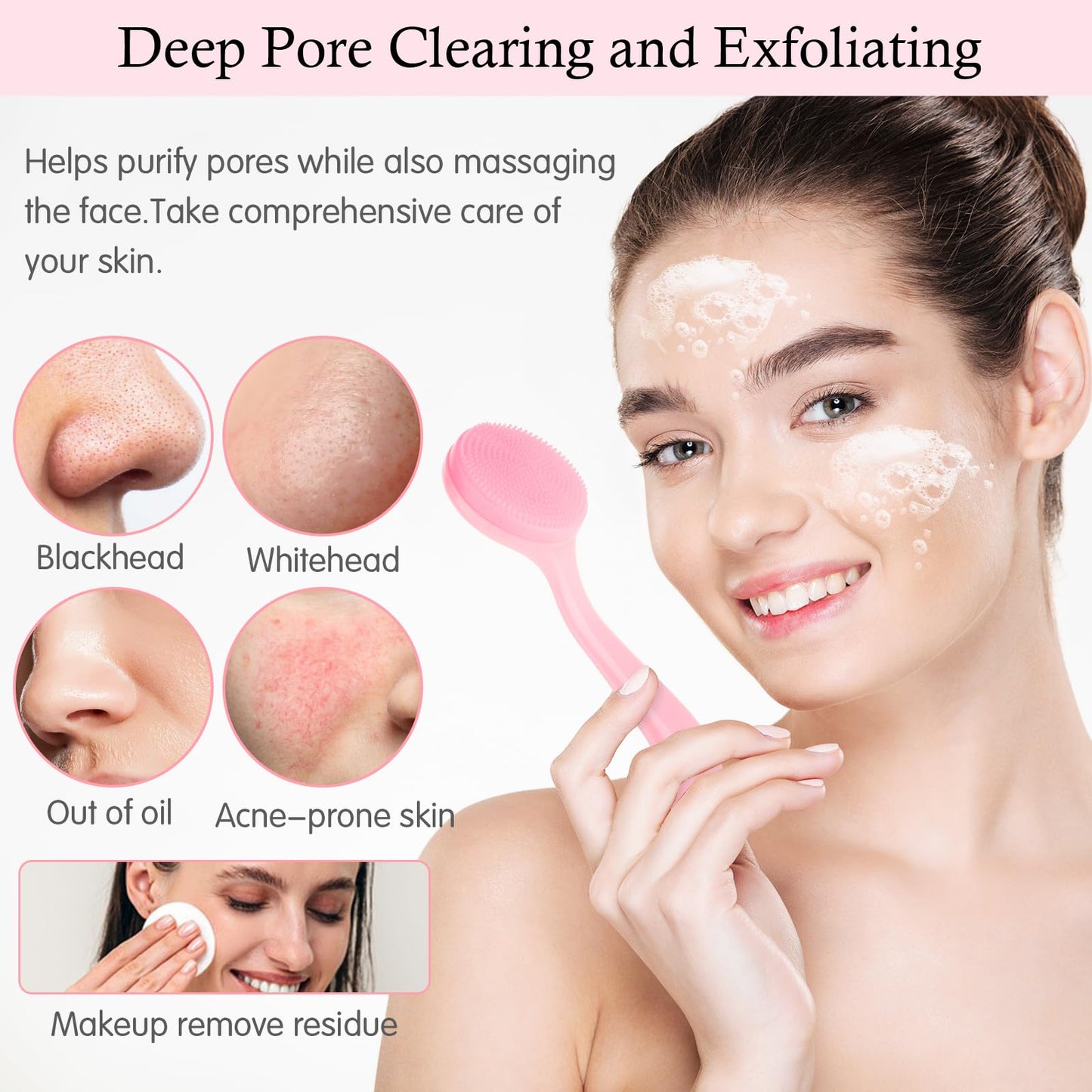 2 Pcs Face Scrubber Silicone Skincare Face Brush Cleanser Facial Cleansing Brushes for Cleaning and Exfoliating, Makeup Residues Removal