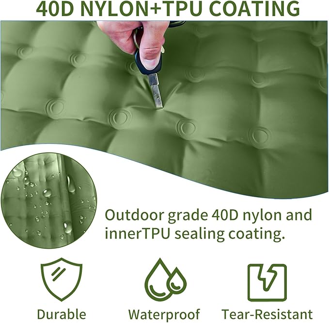 78in x 29in x 5in Camping Sleeping Pad, Upgraded Durable Waterproof Compact Traveling Air Mattress, Built-in Foot Pump, Ultralight Inflatable Sleeping Mat for Backpacking, Hiking