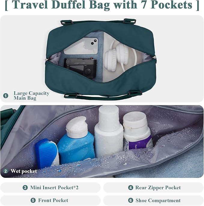 Travel Duffel Bag,Sports Tote Gym Bag,Shoulder Weekender Overnight Bag for Women