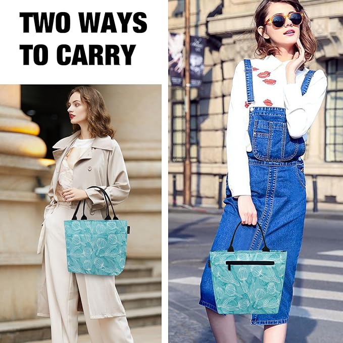 Aosbos Women's Reusable Lunch Bag - Leakproof Insulated Cooler Lunch Box Lunch Tote Meal Prep Container Lunch Cooler Bags, Green Tulip