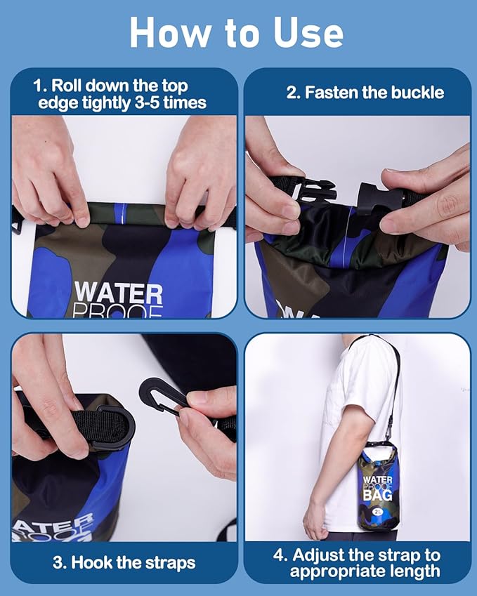 babygoal Waterproof Wet Bag and Dry Bag, Roll Top Waterproof 2L Backpack Sack for Travel,Swimming,Kayaking, Beach, Rafting, Boating, Hiking, Camping and Fishing 2WLL04-B