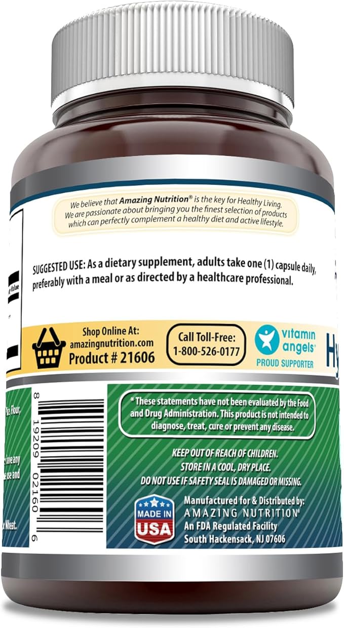 Amazing Formulas Hyaluronic Acid 100mg 250 Capsules Supplement | Non GMO | Gluten Free | Made in USA