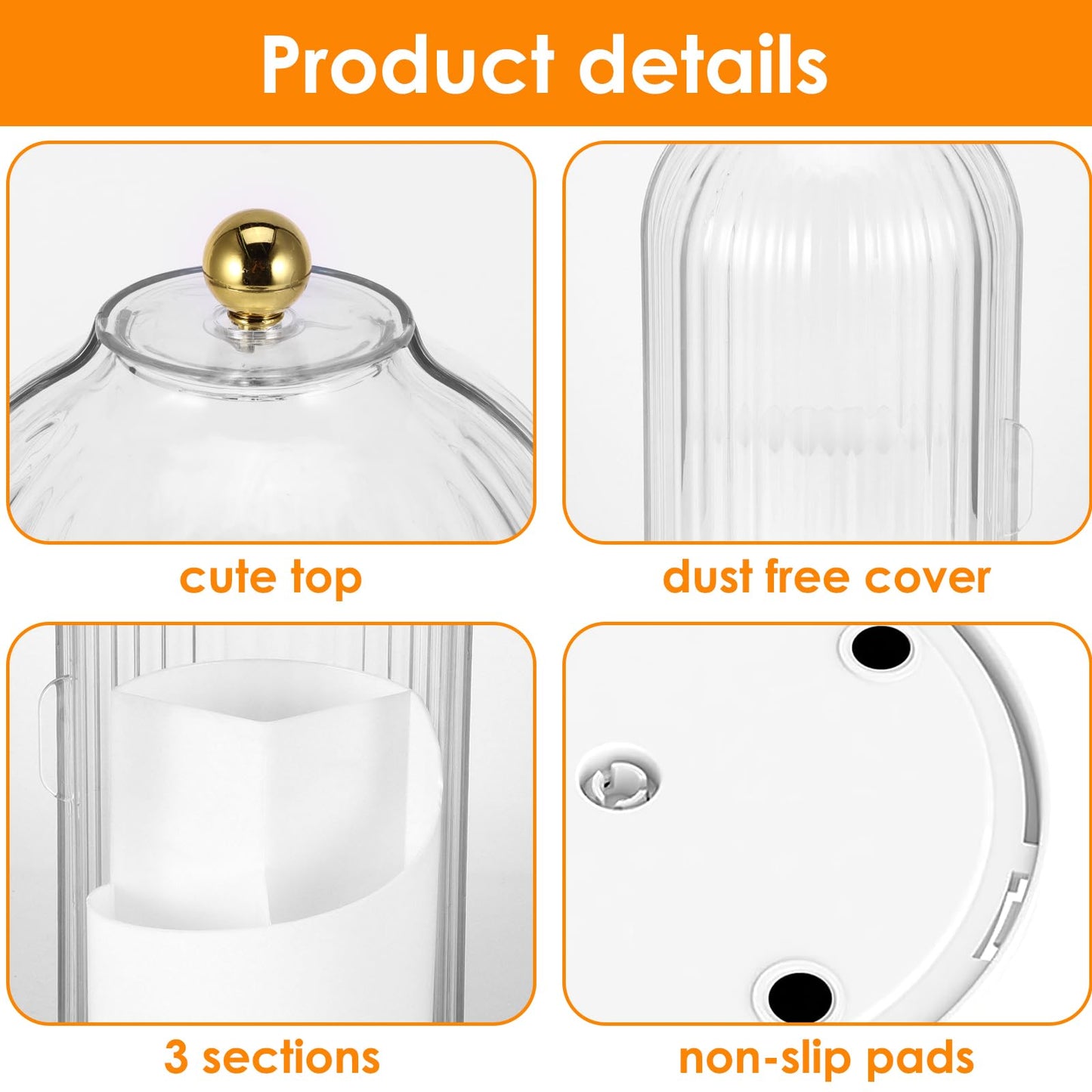 3 Slots Toothbrush Holder with Sliding Lid, 360° Rotating Covered Makeup Brush Holder, Bathroom Waterproof Dustproof Organizer for Vanity Bathroom (white)