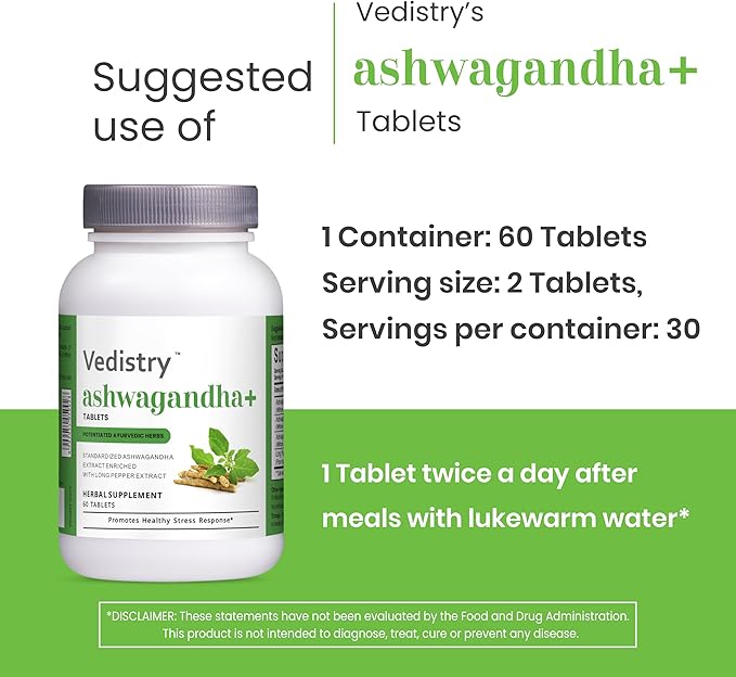 Ashwagandha+ 1100mg Tablets with Long Pepper | 60 Tablets | Natural Adaptogen for Stress Relief, Mood Support, Energy Boost & Adrenal Health | Vegan Herbal Supplement | Pack of 1