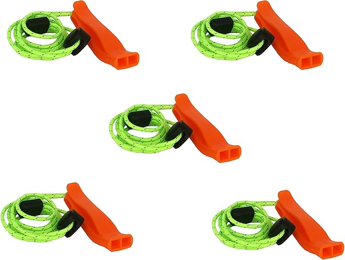 2 Pack Emergency Survival Whistle, 3-in-1 Emergency Whistles with Compass and Thermometer, Loud Safety Whistle with Lanyard for Outdoor Hiking