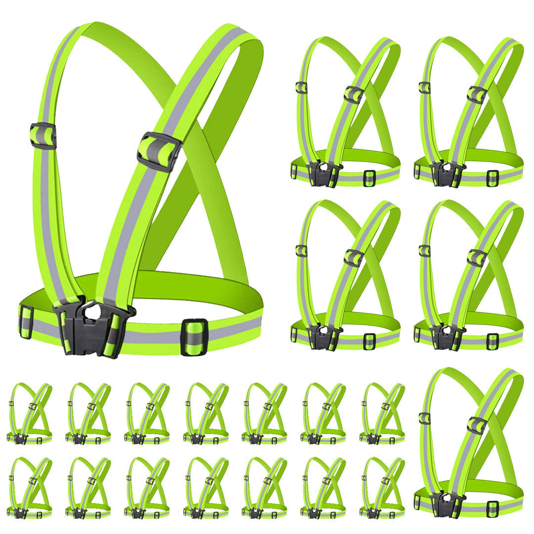 Miushion Reflective Vest | Safety & High Visibility for Running, Jogging, Dog Walking, Cycling | Adjustable & Elastic Reflector Fits Outdoor Clothing (Pack of 20)