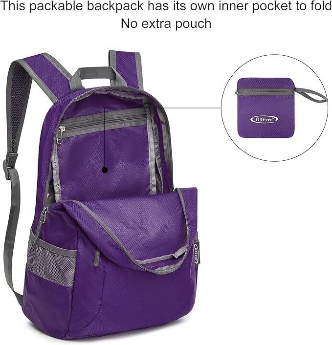 G4Free 20L Lightweight Packable Backpack Travel Hiking Daypack Foldable Backpack for Men Women