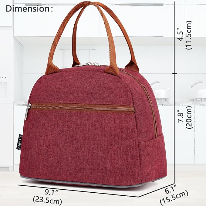 FlowFly Insulated Lunch Cooler Bag - Tote Bag Organizer for Women/Men, Red