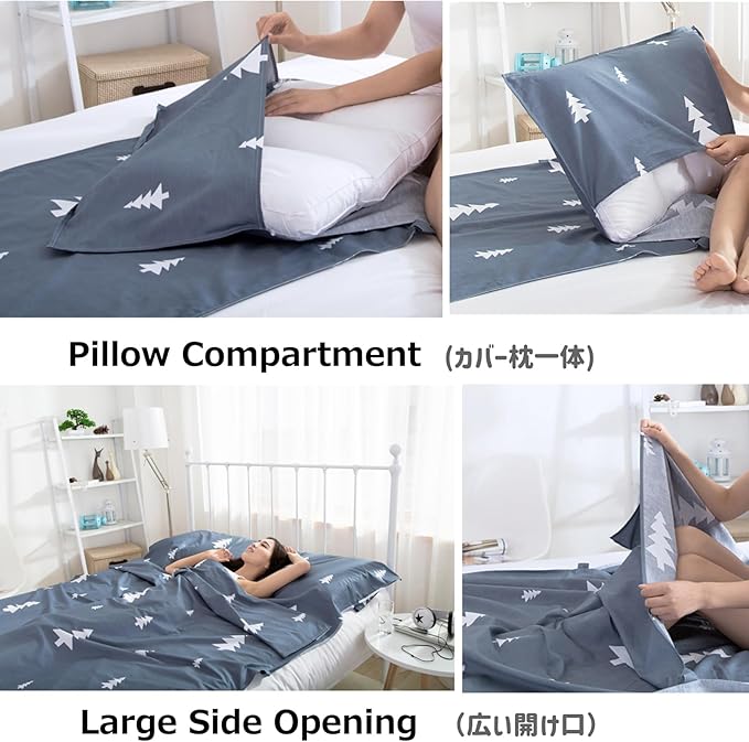 Azarxis Sleeping Bag Liner, Travel Sheet Lightweight Compact Cotton Sleep Bag Sack for Camping, Traveling, Hotels, Hostels & Backpacking (Blue, M - 3.94 x 6.89 ft)