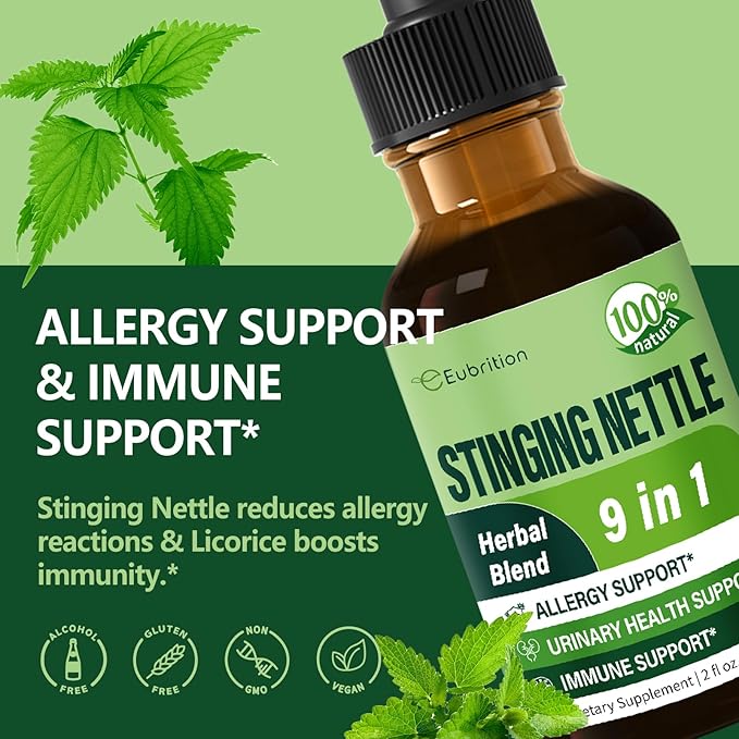 Herbal Drops, Extract with Stinging Nettle Quercetin Turmeric for Allergy Support, Urinary Health & Immunity. 2oz