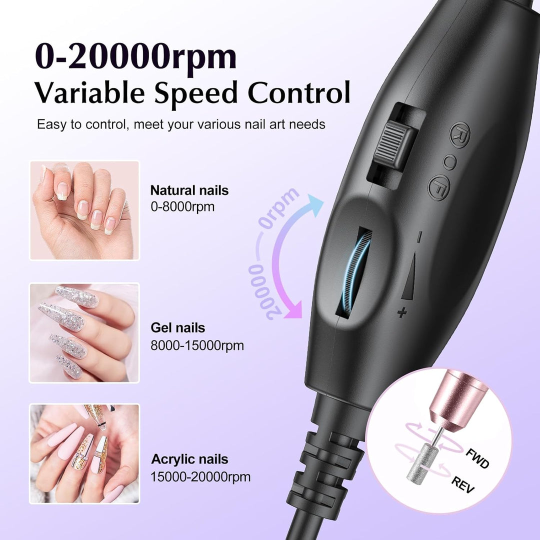 Professional Electric Nail Drill | Portable Acrylic & Gel Nail Kit | Blue
