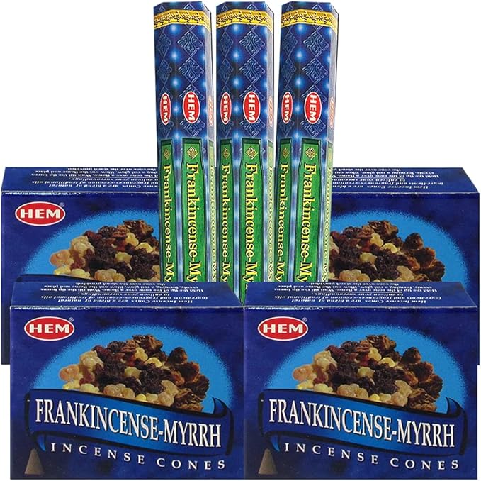 Frankincense & Myrrh Incense Sticks and Cone Incense Holder Bundle insence insense inscents insienso