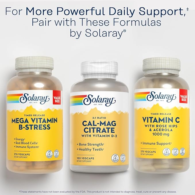 Solaray Calcium Magnesium Citrate 2:1 Ratio - Calcium Supplements for Women and Men w/Magnesium and Vitamin D 2 - Bone Health, Muscle and Nerve Support - Vegan, 60-Day Guarantee, 30 Serv, 180 VegCaps