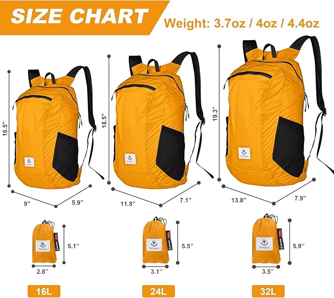 4Monster Hiking Daypack,Water Resistant Lightweight Packable Backpack for Travel Camping Outdoor