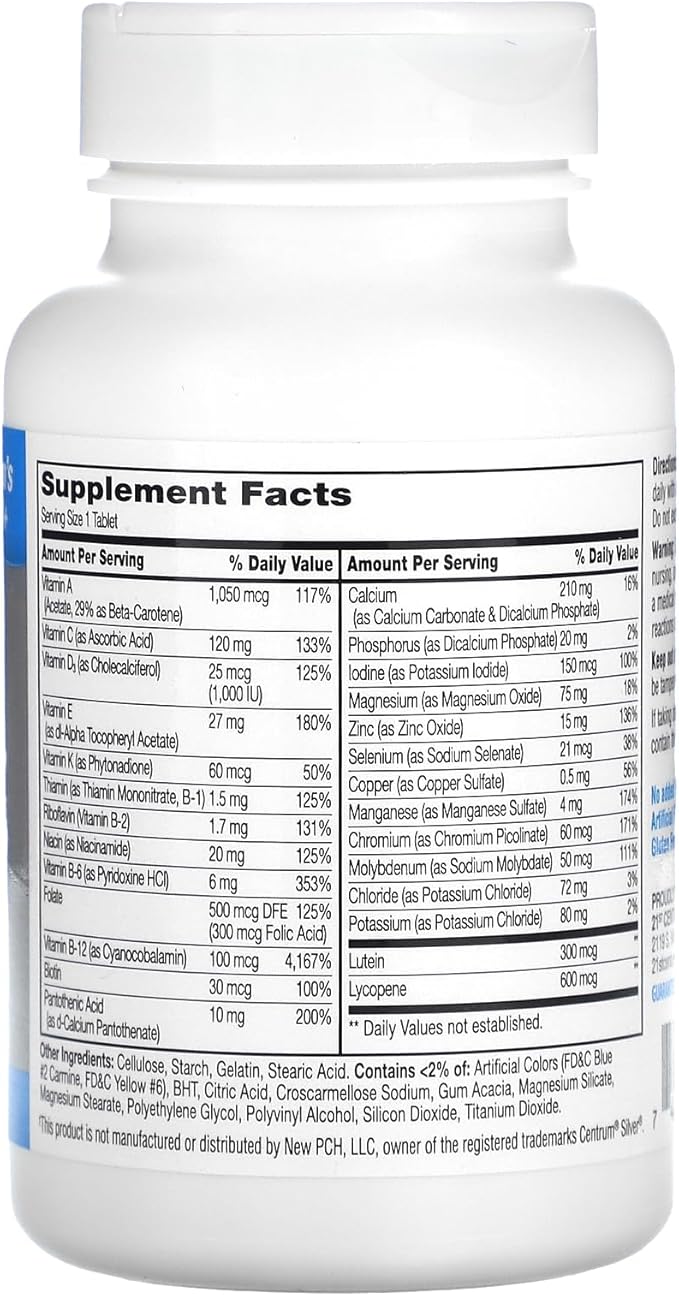 21st Century Sentry Senior Men 50Plus Tablets, White Unscented 100 Count