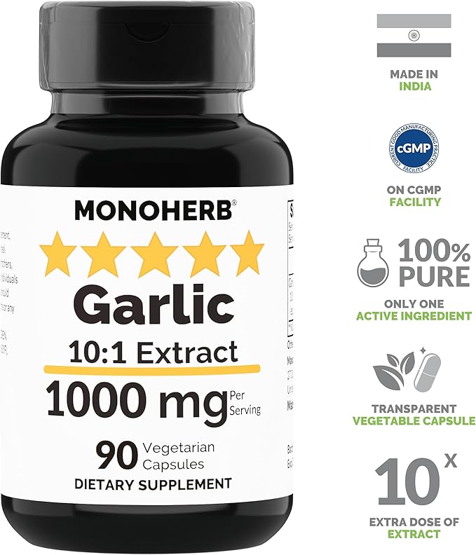 Garlic Extract 1000 mg - 90 Vegetarian Capsules