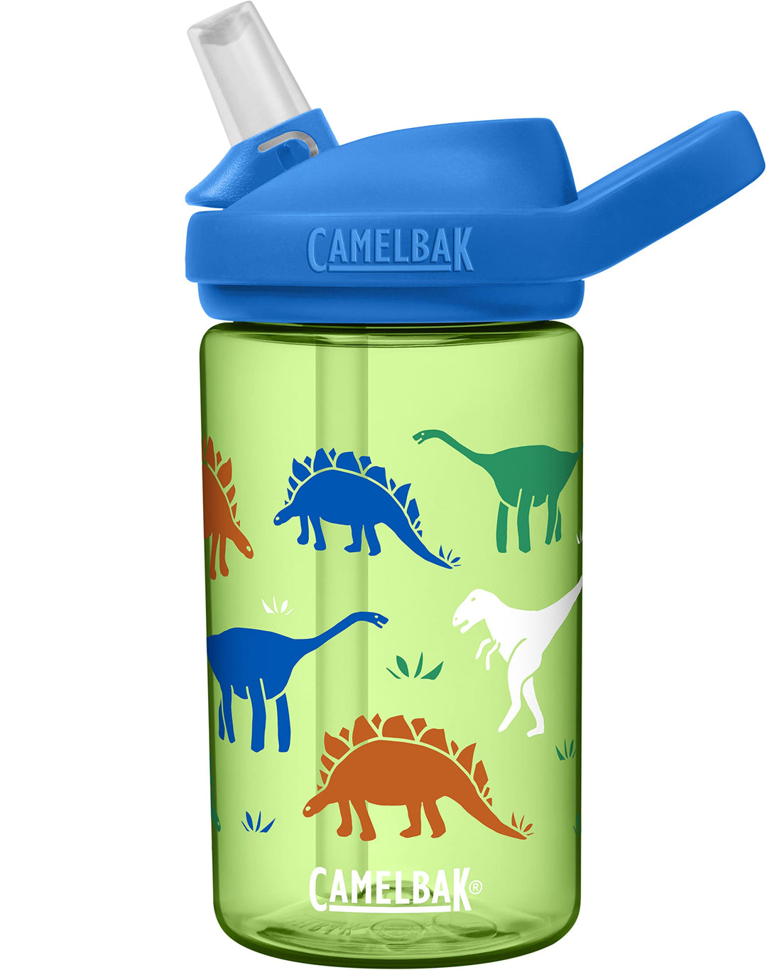 CamelBak eddy+ 14oz Kids Water Bottle with Tritan Renew – Straw Top, Leak-Proof When Closed, Dinorama