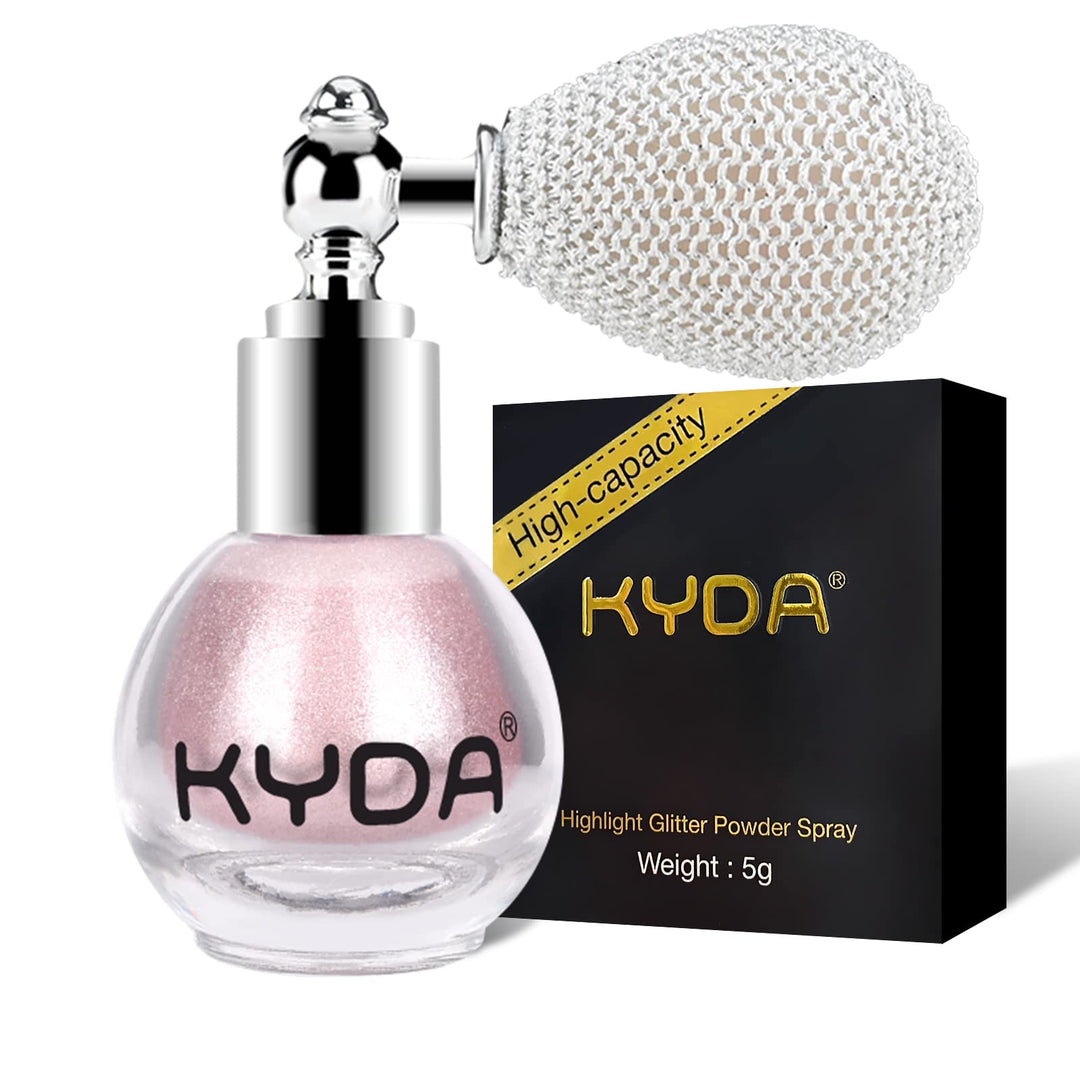 Kyda Highlighter Powder Spray, Glitter High Gloss Spray Shimmer Sparkle Powder Makeup Spray, For Face Body Cosmetic-Soft Pink
