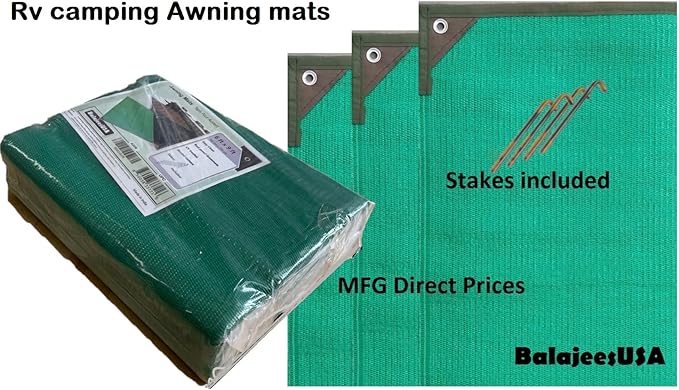 BalajeesUSA Outdoor Rug - 6x9 Green, Reversible Recycled Plastic Straw Outdoor Patio Rugs Clearance Waterproof Large RV Camper Mats 7216