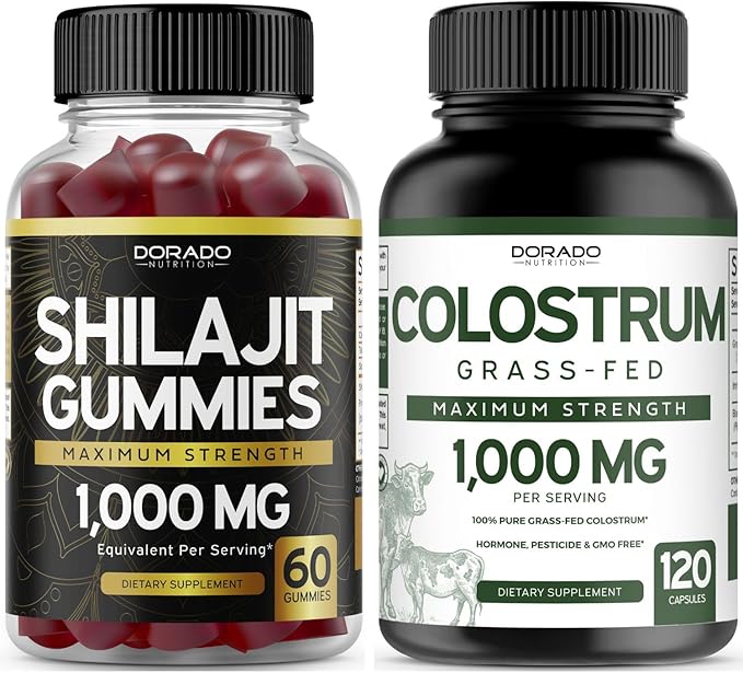 DORADO NUTRITION Shilajit Gummies for Men & Women (60 Gummies) and Colostrum Supplement 1000mg Per Serving