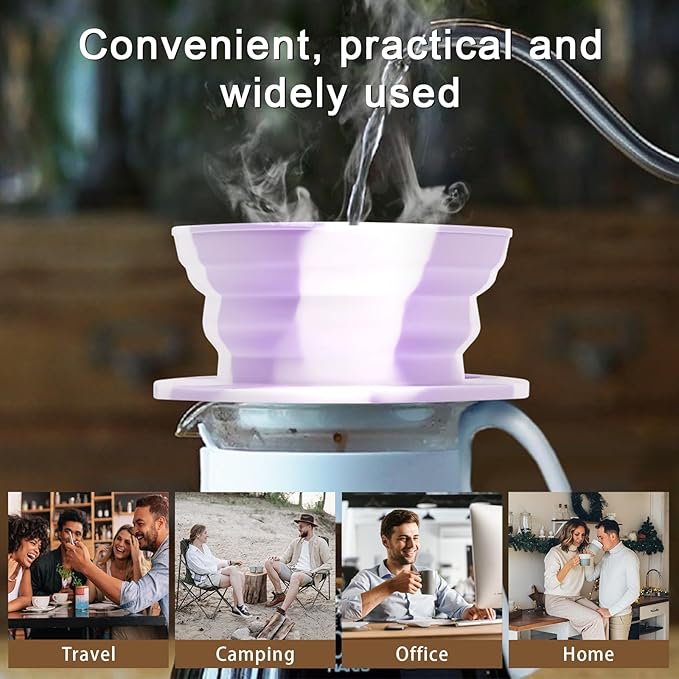 Paperless Travel Collapsible Pour Over Dripper Kit, Travel Pour Over Coffee Maker Camping, Collapsible Silicone Coffee Filter, Camping Coffee Pour Over, Single Cup Backpacking Coffee Maker