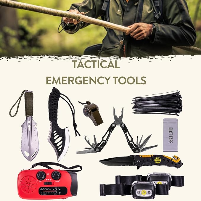 72-Hour Survival Kit | 45L Bug Out Bag | Survival Gear with First Aid, Water Filter, Food, Tools | Camping, Hiking, Outdoor Preparedness Equipment