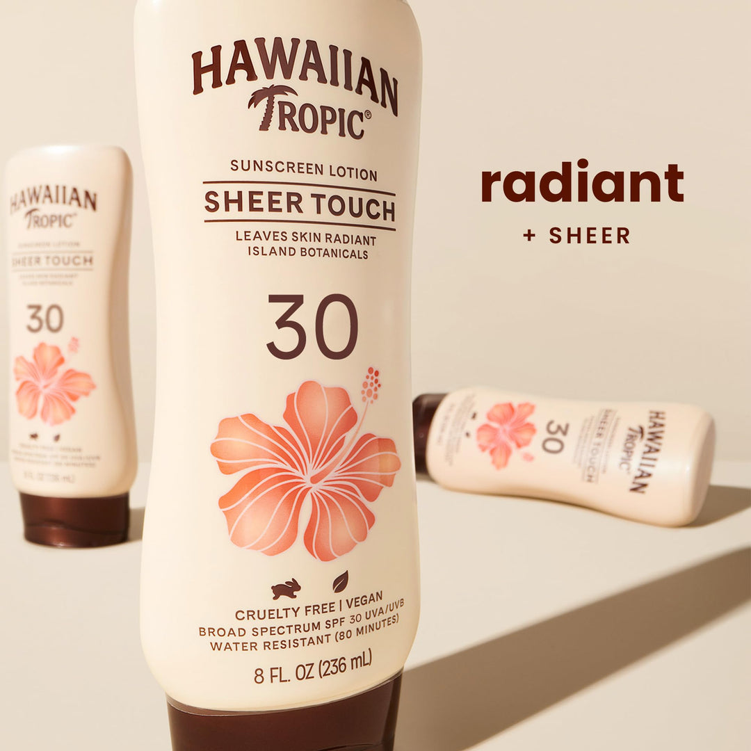 Hawaiian Tropic Sheer Touch Ultra Radiance Lotion Sunscreen SPF 30, 8oz | Hawaiian Tropic Sunscreen SPF 30, Sunblock, Broad Spectrum, Oxybenzone-Free, 8oz