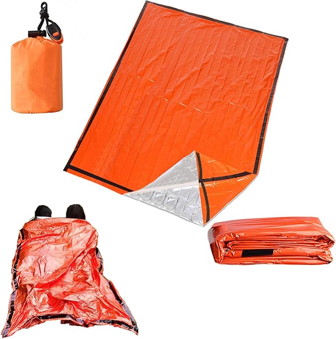 2-Person Emergency Sleeping Bag, Ultra Lightweight Waterproof Thermal Bivy Sack Cover, XL Emergency Shelter Survival Kit for Hiking Outdoor Camping …