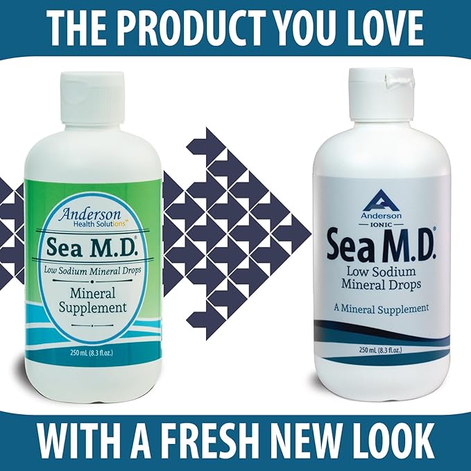 Anderson Sea M.D. Concentrated Trace Mineral Drops, Ionic Electrolyte Magnesium Supplement, Aids in Muscle Cramps, Joint Health, Liquid Magnesium, Easy to Take, 8.3 fl oz, 120 Servings