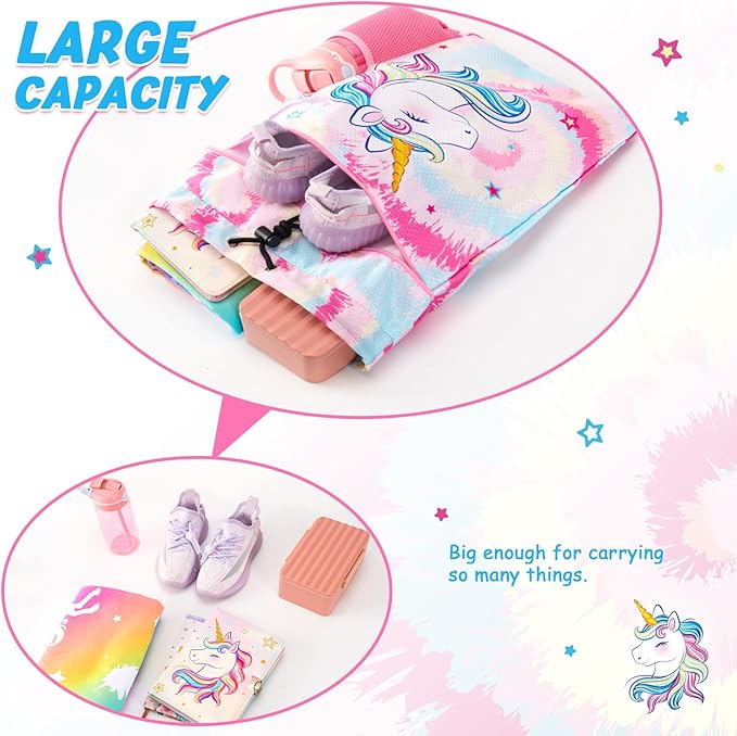 WAWSAM Gym Drawstring Backpack String Bag - 15” x 17” Sports Gym Bag for Kids Waterproof Swimming Beach Shopping Yoga Bag