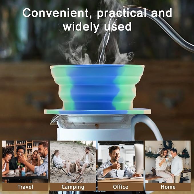 Collapsible Travel Pour Over Coffee Dripper Kit Single Cup, Paperless Camping Pour Over Coffee Maker with Metal Filter, Backpacking Manual Coffee Maker for Camping Coffee