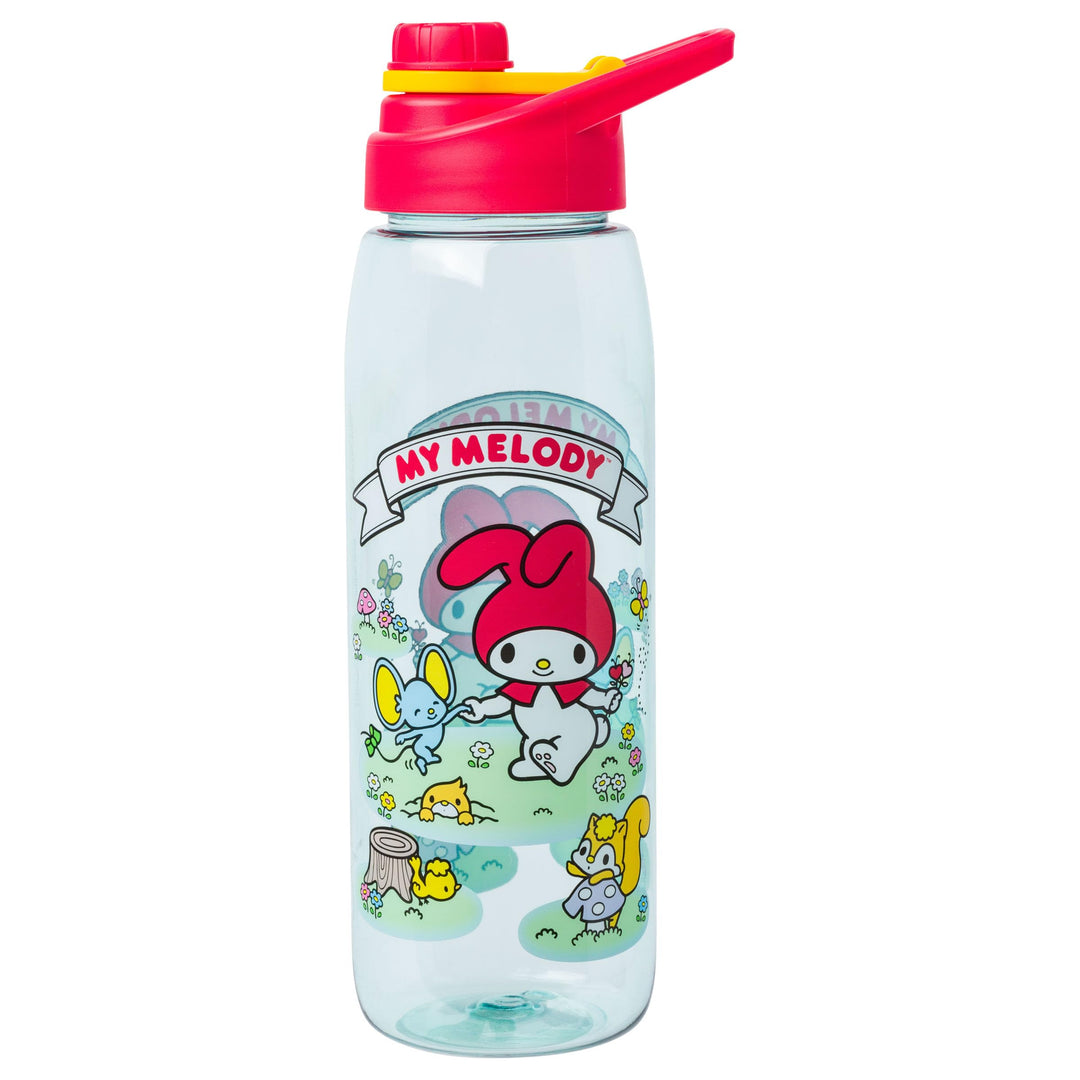 Silver Buffalo Sanrio Hello Kitty and Friends My Melody with Meadow Friends Water Bottle with Screw Lid, 28 Ounces