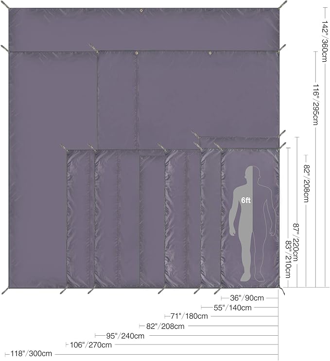 REDCAMP Lightweight Tent Footprint for 1-2 Person Tent, 87"x55" Multifunctional Waterproof Camping Tarp for Outdoor Hiking