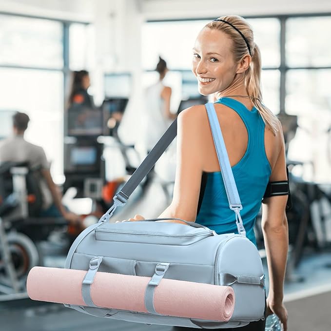 Gym Bag with Shoes Compartment - Duffle Bag for Men and Women, Travel Backpack Weekender Overnight Bag, Sports Bag with Wet Pocket Blue - MIYCOO