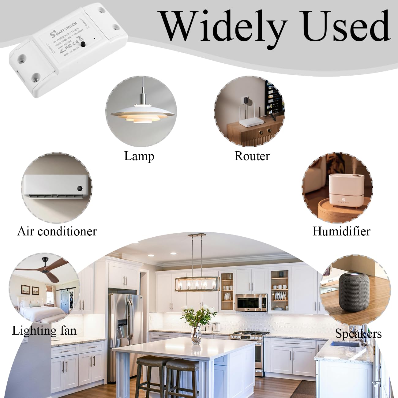 10A Smart WiFi Wireless Light Switch,Wi-Fi Light Switch Compatible with Alexa & Google Home & SmartThings,No Hub Required Support DIY Module