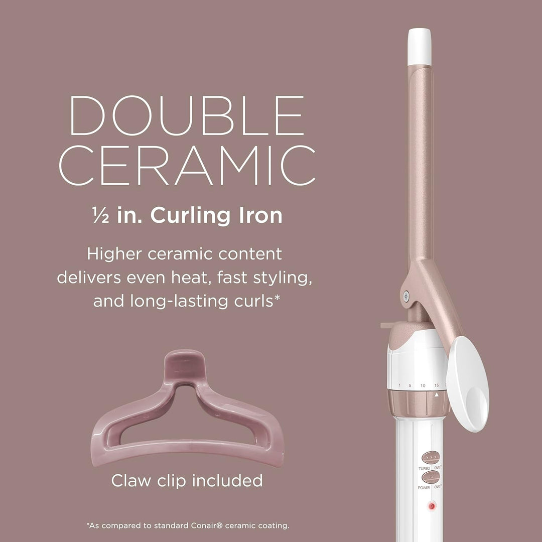 Conair Double Ceramic 1-Inch Curling Iron | Classic Curls for All Hair Lengths