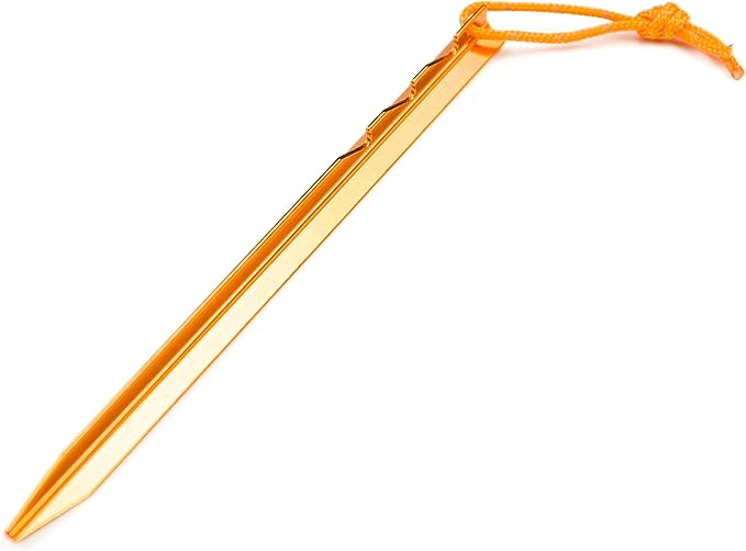 Aluminum Tent Stakes Pegs, 12-Pack Aluminum Ground Pegs with Reflective Pull Ropes, Heavy Duty Tri-Beam Metal Stakes Pegs for Backpacking Camping Tents Hammocks and Canopy