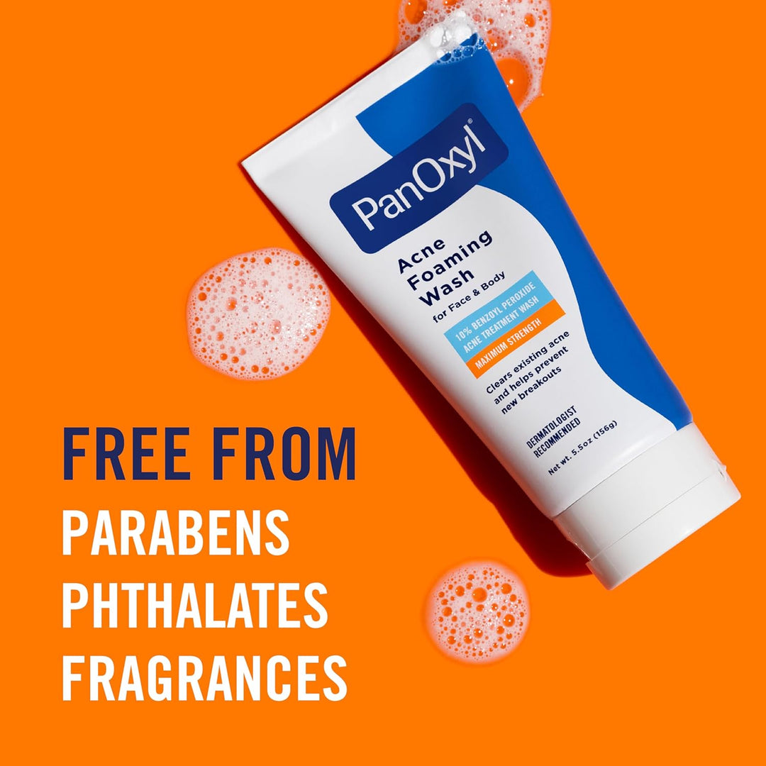 PanOxyl 10% Benzoyl Peroxide Acne Foaming Wash | Maximum Strength, 5.5 Oz