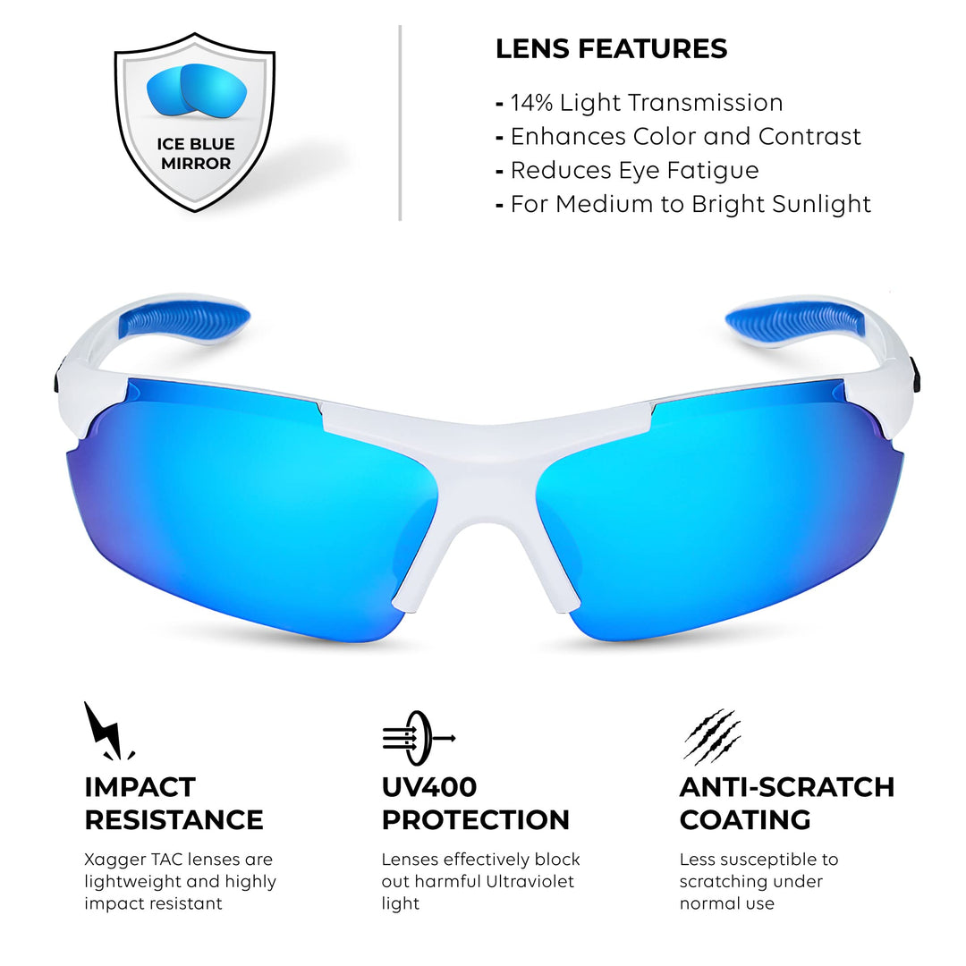 Xagger Polarized Wrap Around Sport Sunglasses for Men Women UV400 Baseball Softball Running Cycling Glasses