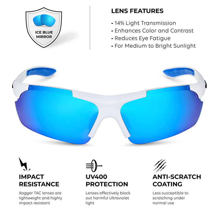Xagger Polarized Wrap Around Sport Sunglasses for Men Women UV400 Baseball Softball Running Cycling Glasses